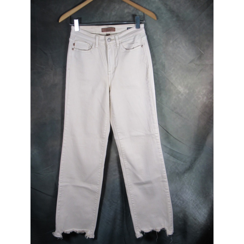 Judy Blue Los Angeles Straight Fit Cream Raw Hem Jeans JB82532C Size 3/26